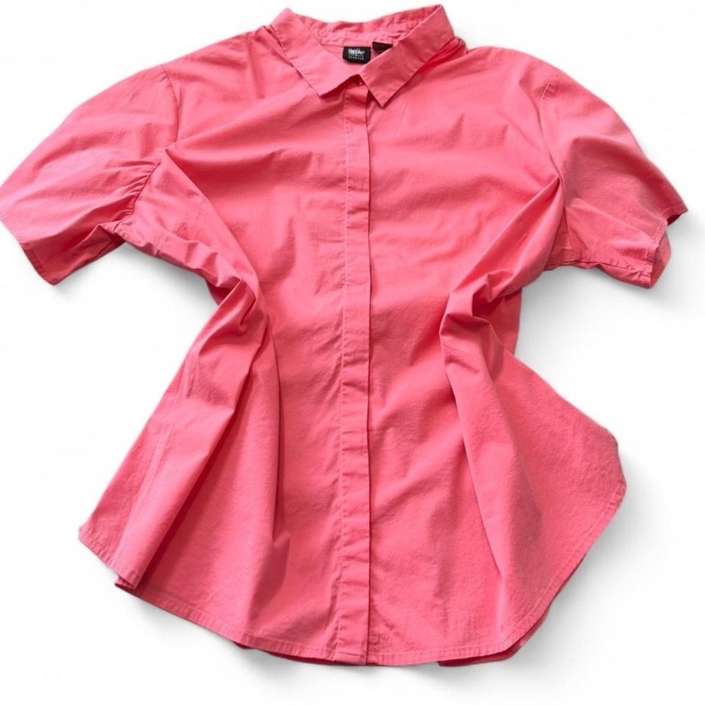 Rare Vintage 90s Mossimo‎ Minimalist Button Up in Watermelon Pink, Women's 22W